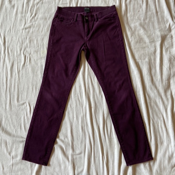 ANN TAYLOR Modern Jeans Pants Skinny Straight Purple Plum Denim Stretch - Picture 3 of 11